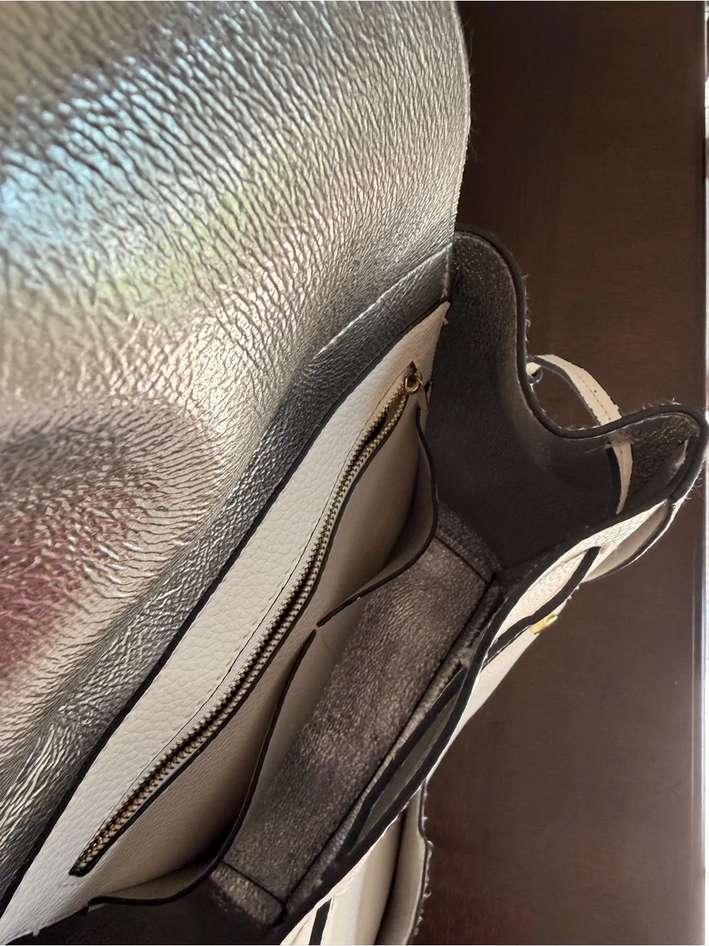 Steve Madden Cream Textured Backpack with Gold Hardware